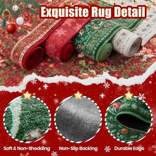 Christmas Runner Rug 2x6, Washable Rugs for Bedroom (2'x6', Green) - Image 7