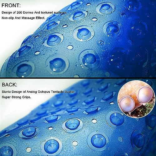 TEESHLY Bathtub Mats for Shower Tub, Extra Long Non-Slip 39 x 16 Inch Bath Mat with Drain Holes and Suction Cups, BathMat for Bathroom with Machine Washable (Clear Blue) - Image 2