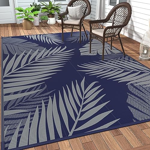GENIMO Outdoor Rug, Waterproof Plastic Rugs for Patio, 5'x8' Blue Grey by GENIMO