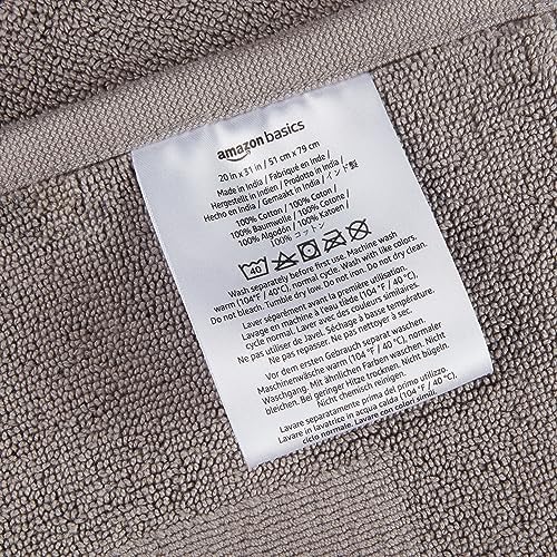 Amazon Basics Banded Bathroom Bath Rug Mat, Machine Washable, 100% Cotton, 31" x 20", Light Gray - Image 4