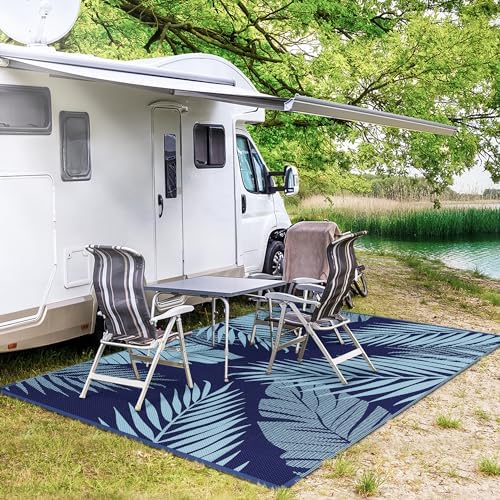 GENIMO Outdoor Rug, Waterproof Plastic Rugs for Patio, 6'x9' Blue - Image 5