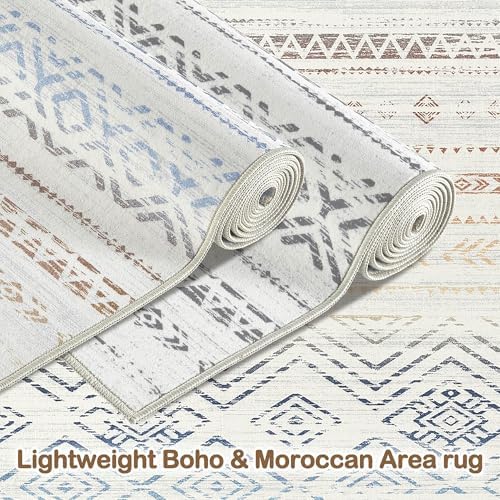 Tortania Area Rug Living Room Rugs- 6x9 Washable Large Soft Neutral Boho Moroccan Bohemian Farmhouse Rug Indoor Floor Carpet for Bedroom Under Dining Table Home Office Decor - Multicolor - Image 5