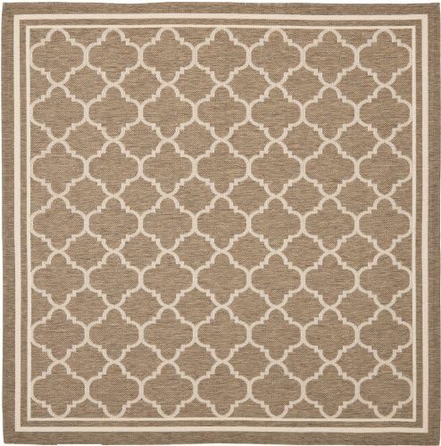 SAFAVIEH Washable Rug Outdoor Courtyard Collection - 6'7" Square, Brown & Bone, Non-Shedding & Easy Cleaning, Ideal for Patio, Backyard, Mudroom (CY6918-242) - Image 2