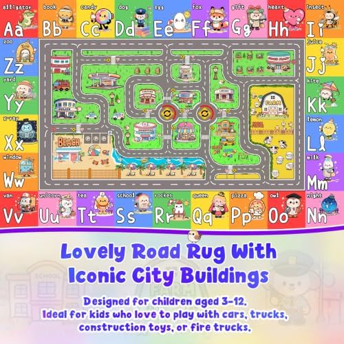 Large Car Road Rug 9x12, Kids Rug for Classroom, Playroom - Image 2