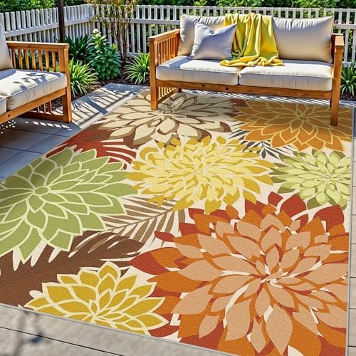 Arenarug Outdoor Rug Waterproof, Washable Patio Rug for Deck, 6x9, Orange by ArenaRug