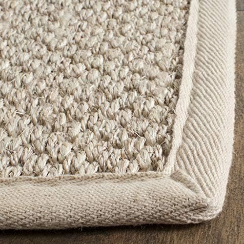 SAFAVIEH Natural Fiber Area Rug 8x10 Large Textured, Marble & Beige NF143C - Image 4