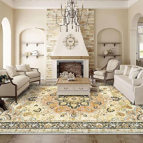 Large 9x12 Area Rugs: Non-Slip Rug Vintage Distressed Indoor Accent Rug by TOPRUUG
