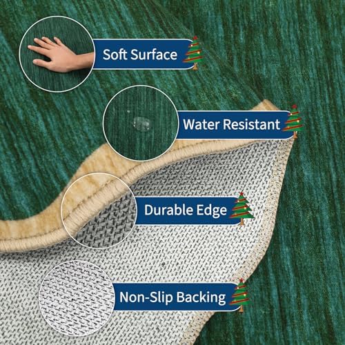 GarveeHome Washable Rug 9x12 Area Rug for Bedroom Farmhouse Scalloped Living Room Rug Non Slip Large Area Rug Low Pile Throw Rugs Stain Resistant Carpet for Dining Room, Green 9 ft x12 ft - Image 4