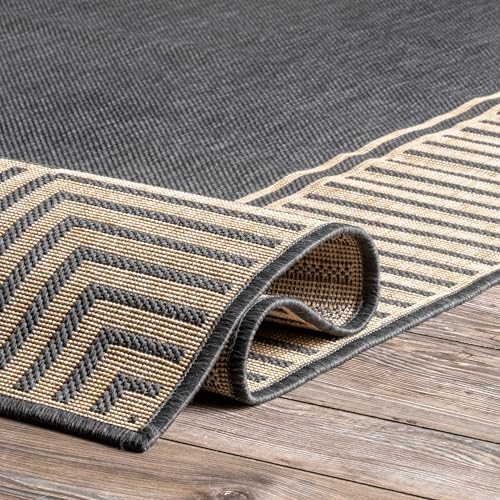 nuLOOM Asha Dark Grey Bordered Indoor/Outdoor Runner Rug, 2' x 10' - Image 5