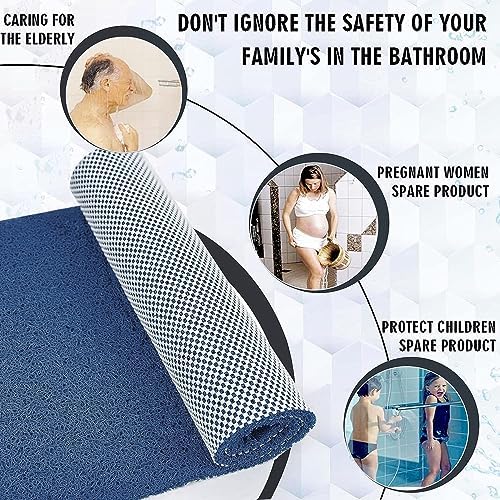 godehone Shower Mats Non Slip Without Suction Cups, PVC Loofah Bathroom Mats, Loofah Mats for Shower and Bathroom, Quick Drying, 15.7× 36 Inch, Blue - Image 3