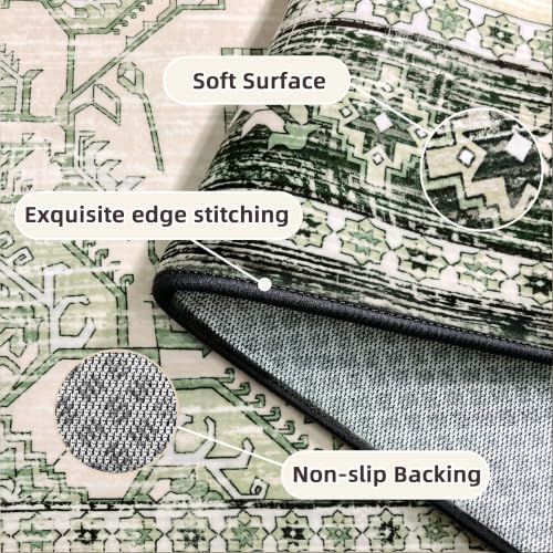 Area Rugs Small 2x3 Washable Non-Slip Boho Indoor Carpets, Green - Image 3