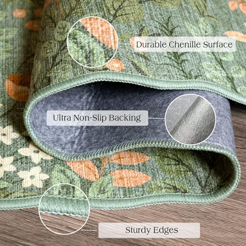Front Door Mat Indoor Outside Entrance, 2x3 Sage Green Floral Rug - Image 3