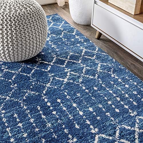 JONATHAN Y Boho Vintage Diamond Blue/White Round Area Rug 5 ft, Moroccan Hype for Living Room, Bedroom, Kitchen, Office, Easy-Cleaning, High Traffic, Pet-Friendly, Non-Shedding (MOH101A-5R) - Image 4