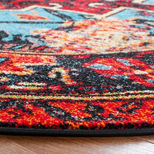 SAFAVIEH Vintage Hamadan Collection Area Rug - 6'7" Round, Red & Light Blue, Traditional Persian Design, Non-Shedding & Easy to Clean, Ideal for Living Room, Bedroom, Dining Space (VTH211Q) - Image 4