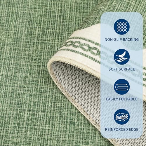 GarveeHome Scalloped Sage Green Washable Rugs 10x13 Rug for Living Room Non-Slip Solid Modern Minimalism 10 x 13 Rug Low-Pile Carpet for Bedroom Dining Nursery Mat with Rubber Back - Image 5