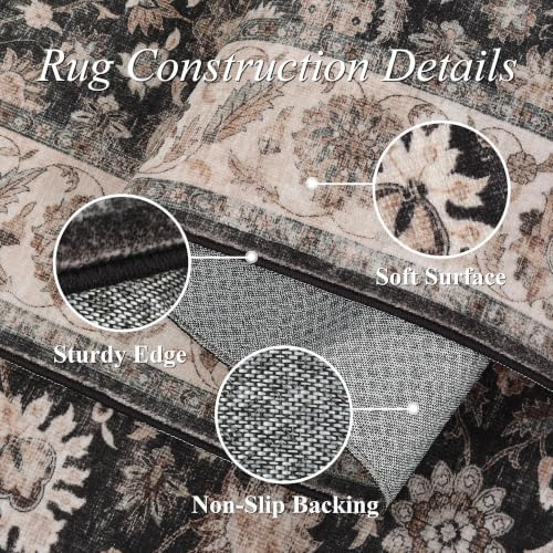 Washable 9x12 Living Room Soft Area Rug Charcoal Beige Large Carpet - Image 7