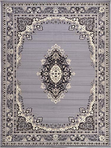 Unique Loom Reza Collection Traditional Persian Style Area Rug, 9 ft 10 in x 13 ft, Gray/Ivory by UniqueLoom