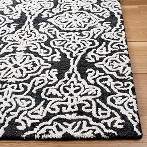 SAFAVIEH Blossom Collection Area Rug - 9' x 12', Black & Ivory, Handmade Wool, Ideal for High Traffic Areas in Living Room, Bedroom (BLM112Z) - Image 6