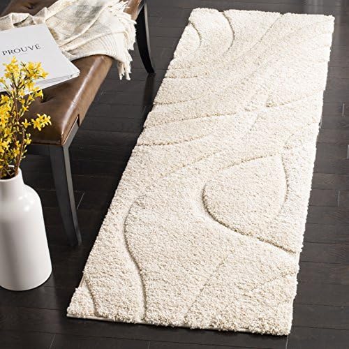 SAFAVIEH Florida Shag Runner Rug 2'3"x11', Soft Plush Cream SG471-1111 by Unknown