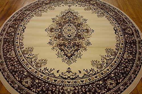 Unique Loom Reza Collection Traditional Persian Style Area Rug, 8' 0" x 8' 0", Ivory/Brown - Image 2