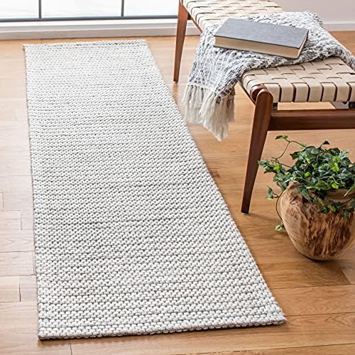 SAFAVIEH Marbella Collection Runner Rug - 2'3" x 6', Light Grey & Ivory, Flat Weave Wool Design, Ideal for High Traffic Areas in Living Room, Bedroom (MRB392F) by Unknown