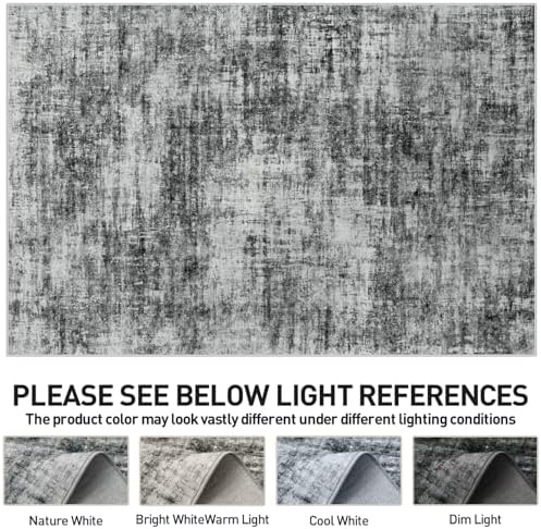 5x7 Area Rugs for Living Room: Washable Abstract Black Bedroom Carpet - Image 6