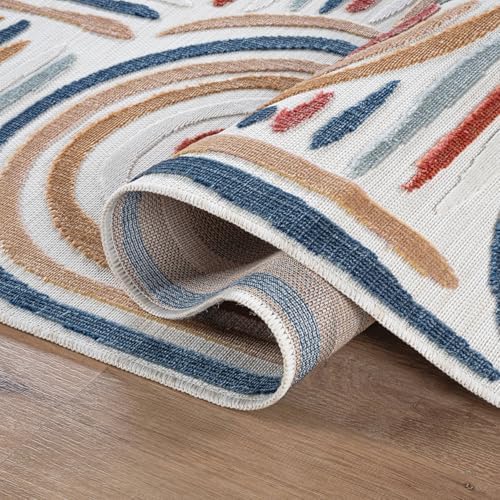 CAMILSON Indoor Outdoor Rug, Multicolor 6x9 Geometric Arch Striped Area Rugs for Patio and Home Areas, Easy-Cleaning Non-Shedding Living Room, Garden and Deck Washable Outside Carpet (6 x 9) - Image 4