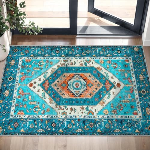 SERISSA 2x3 Washable Non Slip Boho Small Area Rug for Entryway，Blue - Image 5
