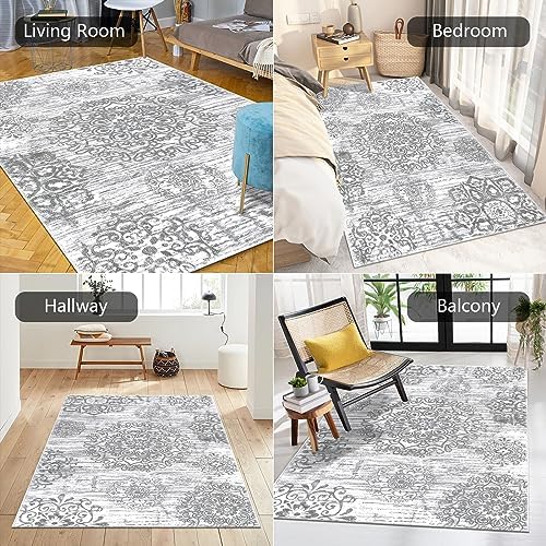 HEBE Area Rug for Entryway 3'x5', Washable Non Slip Boho Bedroom Rug - Image 5
