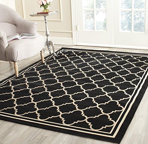 SAFAVIEH Washable Rug Outdoor Courtyard Collection - 2'7" x 5', Black & Beige, Non-Shedding & Easy Cleaning, Ideal for Patio, Backyard, Mudroom (CY6918-226) by Unknown