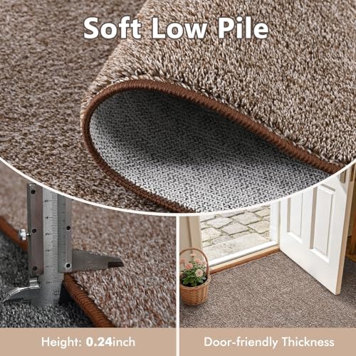5x7 Coffee/White Area Rug Washable Non-Slip Soft for Living Room Bedroom - Image 5