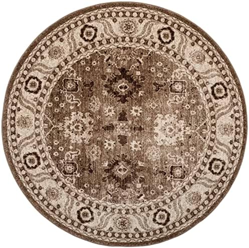 SAFAVIEH Vintage Hamadan Round Rug 5'3", Traditional Taupe VTH214T - Image 3