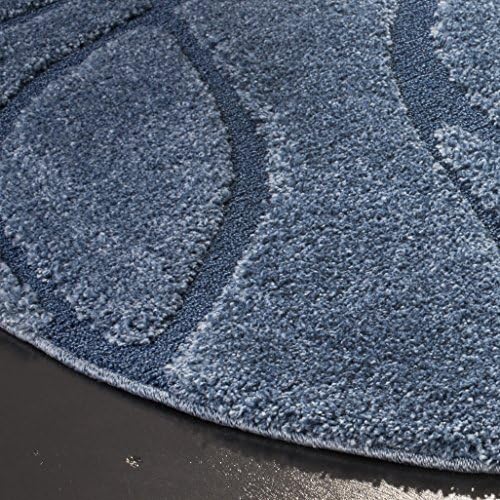 SAFAVIEH Florida Shag Round Rug 6'7", Soft Light Blue & Blue SG471-6065 - Image 6