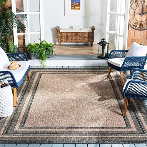 SAFAVIEH Courtyard Outdoor Square Rug 7'10", Natural & Black CY8475-37312 by Unknown