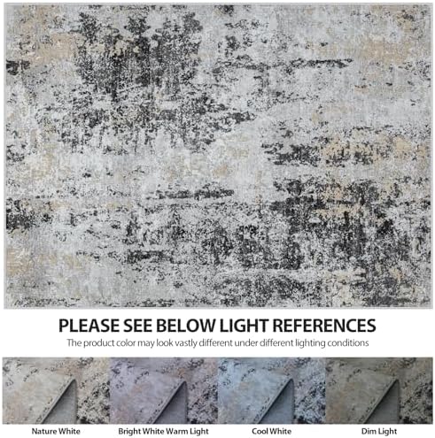4x6 Area Rugs for Living Room Washable Bedroom Dining Room Black Grey Gold - Image 7