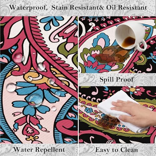 Arenarug Paisley Waterproof Outdoor Rug 8x10, UV Resistant, Magenta‌ - Image 3