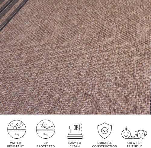 SAFAVIEH Courtyard Collection 5'3" Round Natural / Black CY8475 Indoor/-Outdoor-Waterproof Easy-Cleaning Patio Backyard Mudroom Area-Rug - Image 6