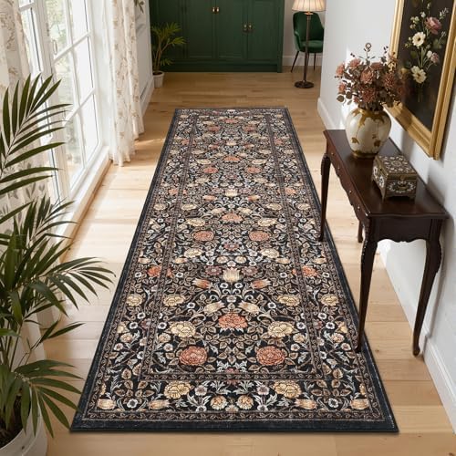 GarveeHome Dark Brown Floral 2x6 Kitchen Runner Rug for Hallways - Image 3