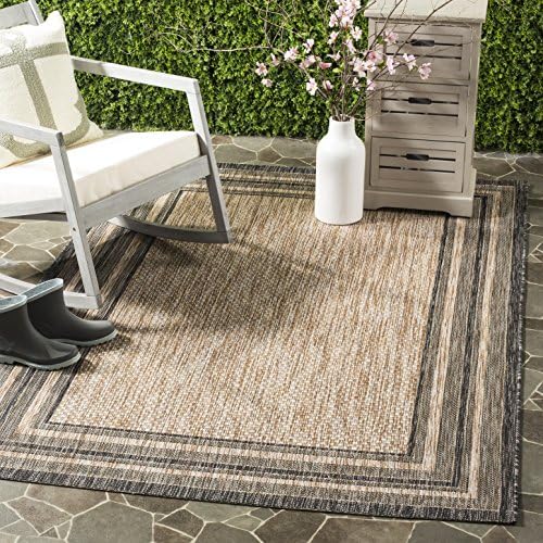 SAFAVIEH Courtyard Outdoor Area Rug 8'x10', Natural & Black CY8475-37312 - Image 3
