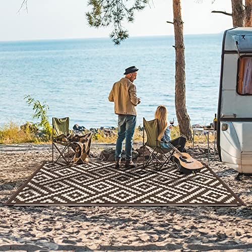 GENIMO Outdoor Rug, Waterproof Plastic Rugs for Patio, 5'x8' Coffee Beige - Image 2