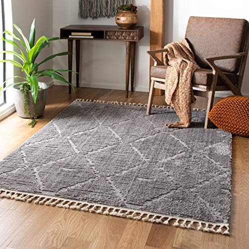 SAFAVIEH Area Rug 3x5 - Marrakesh Collection - Grey, Moroccan Trellis Design with Tassel Detail, Non-Shedding & Easy to Clean, Ideal for Living Room, Bedroom, Dining Space (MRK517F) by Unknown