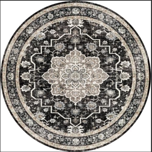 6x6 Black Round Rug: 6ft Round Rugs for Living Room Soft Carpet for Bedroom by TOPRUUG