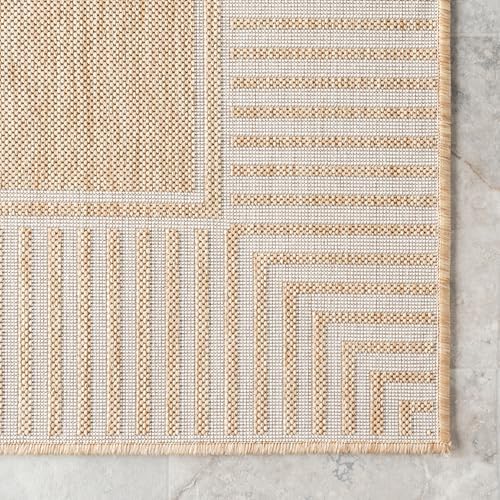 nuLOOM Asha Tan Bordered Power Loomed Indoor/Outdoor Area Rug, 4' x 6' - Image 4