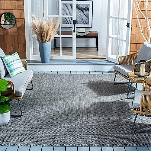 SAFAVIEH Courtyard Outdoor Square Rug 4', Modern Black & Beige CY8022-36621 by Unknown