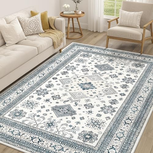 cotiled 5x7 Area Rug for Living Room, Washable, Traditional, Powder Blue by COTILED