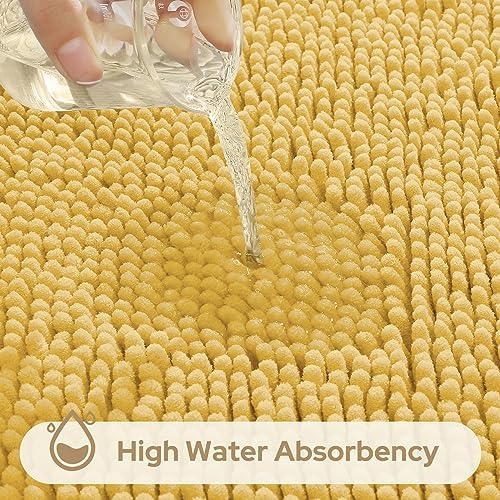 HOMEIDEAS Bathroom Rugs Set of 3, Super Soft Absorbent Chenille Bath Rugs - Image 5