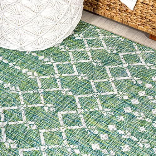 JONATHAN Y Moroccan Geometric Indoor Outdoor Square Area Rug 5X5 Green/Cream, Ourika Textured Weave for Backyard, Patio, Porch, Easy-Cleaning, High Traffic, Pet-Friendly, Non-Shedding (SMB108L-5SQ) - Image 5