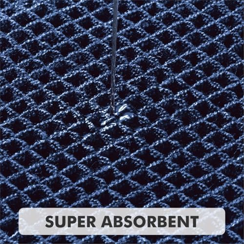 MIULEE Set of 2 Waffle Bathroom Rugs Navy Blue Bath Mat 17"x24"+18"x30" - Image 3