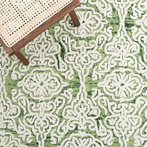 SAFAVIEH Blossom Collection 6' x 9' Green/Ivory BLM112Y Handmade Premium Wool Living Room Dining Bedroom Area Rug - Image 7