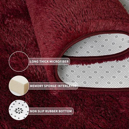 Tepook 9x12 Fluffy Burgundy Area Rugs for Living Room Bedroom - Image 5